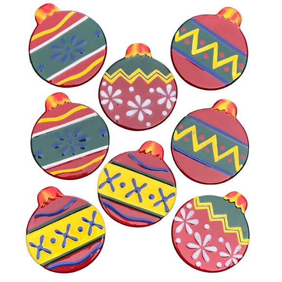 Set of 8 Ceramic Christmas Ornament Coasters Festive Holiday Decor Gift - Picture 2 of 4